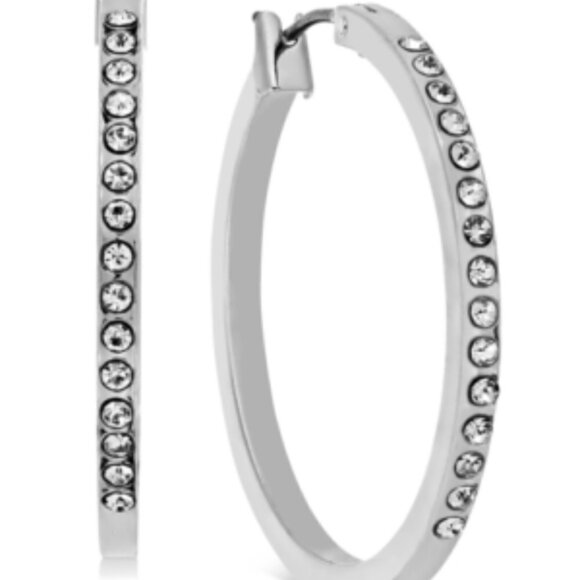 INC Silver-tone Sparkling Crystal Hoop Earrings - Women's Fashion Jewelry - Picture 4 of 6
